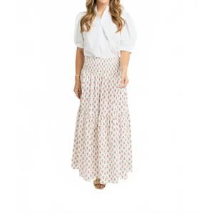 NEW KARLIE petite blossoms smock maxi skirt in red